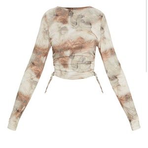 New Ruched Side Long Sleeve Crop Top size12